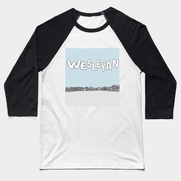 Wesleyan University, Foss Hill View Baseball T-Shirt by Window House